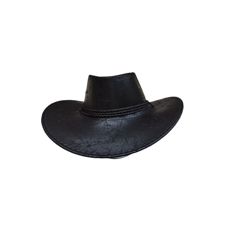 🤠 LIMITED-TIME 50% RABATT! ✨ Vintage-Cowboyhut mit breiter Krempe & Riemen – PU, Einheitsgröße, Verstellbar ☀️