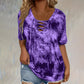 👕 BEFRISTET 50% RABATT! ✨ Tie-Dye-T-Shirt für Damen – V-Ausschnitt, Schnürung, 4 Farben 🌼