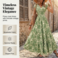 🏖️Sommer-Schnäppchen: 60 % Rabatt!!💃Maxikleid mit V-Ausschnitt, gerafftem Blumenmuster – Leichtes Baumwollmischgewebe, ein Must-have für den Sommer