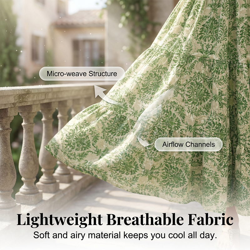 🏖️Sommer-Schnäppchen: 60 % Rabatt!!💃Maxikleid mit V-Ausschnitt, gerafftem Blumenmuster – Leichtes Baumwollmischgewebe, ein Must-have für den Sommer