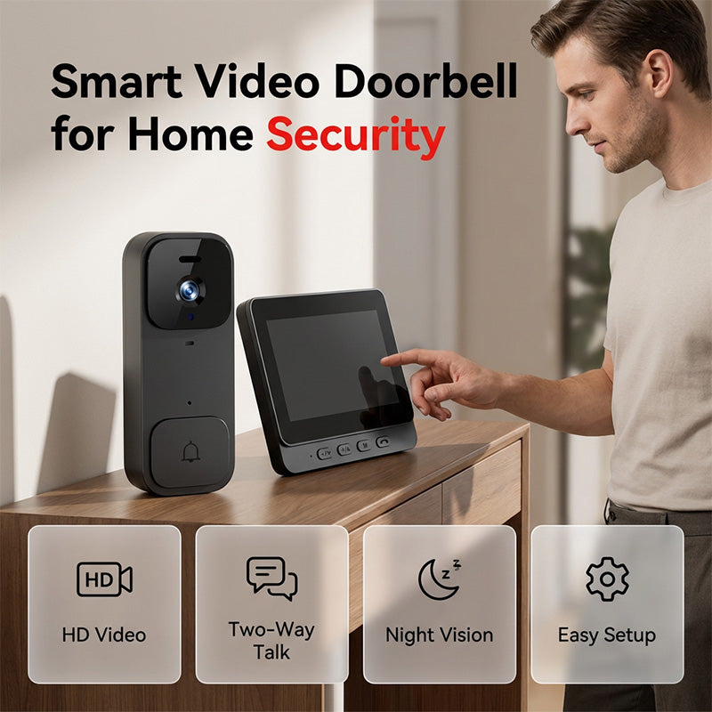🚪📺50% RABATT! Intelligente Video-Türklingel mit 4,3-Zoll-Display – WLAN, Nachtsicht & Zwei-Wege-Audio für maximale Sicherheit ✨