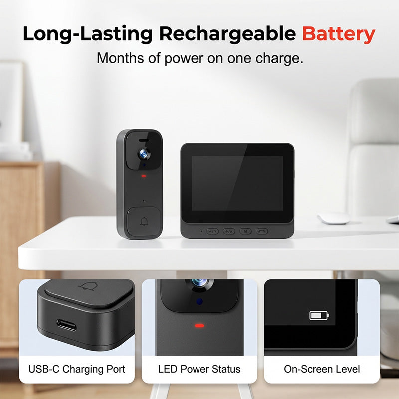 🚪📺50% RABATT! Intelligente Video-Türklingel mit 4,3-Zoll-Display – WLAN, Nachtsicht & Zwei-Wege-Audio für maximale Sicherheit ✨
