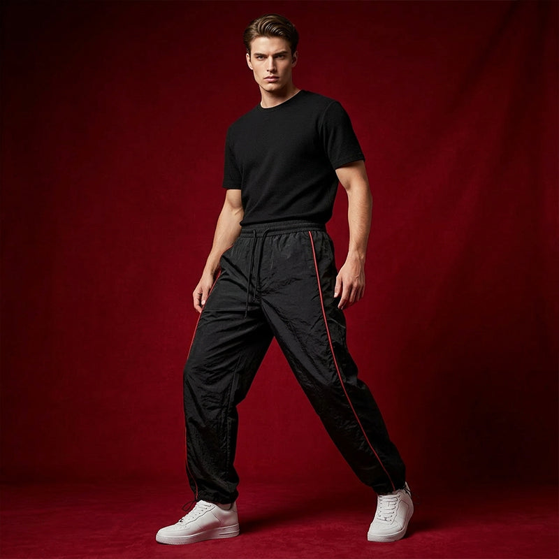 Retro Seitenstreifen Weite-Bein Hose