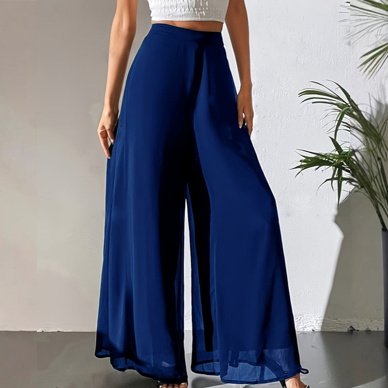 ✨ Schick & bequem: Fließende Chiffon-Hose mit weitem Bein für Damen – für jeden Anlass ✨