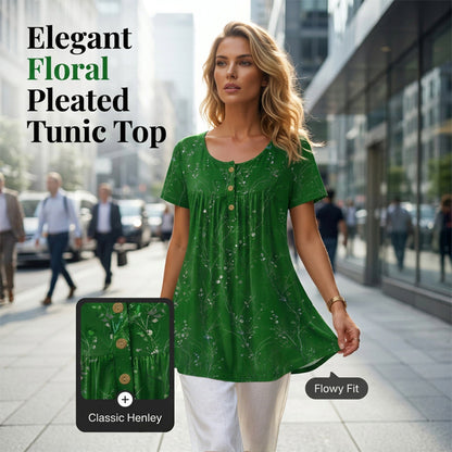 🔥✨ LIMITED-TIME 50% RABATT! 🔥Blumen-Top mit Plisseefalten – locker, bequem & elegant