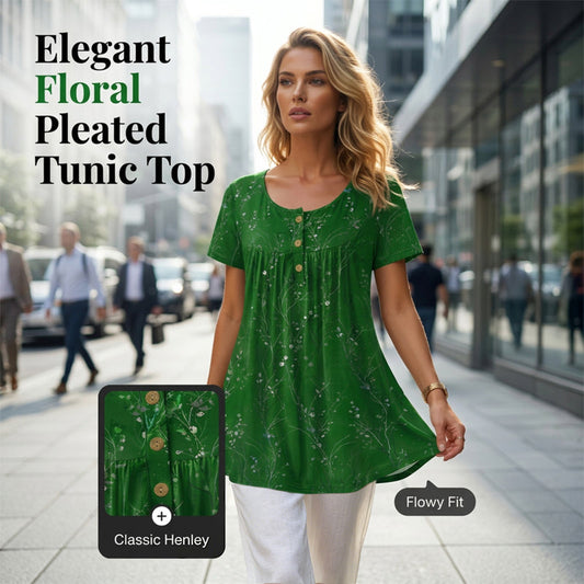 🔥✨ LIMITED-TIME 50% RABATT! 🔥Blumen-Top mit Plisseefalten – locker, bequem & elegant