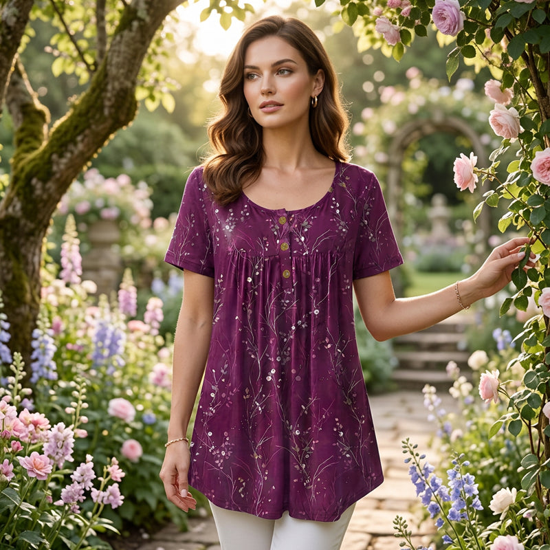 🔥✨ LIMITED-TIME 50% RABATT! 🔥Blumen-Top mit Plisseefalten – locker, bequem & elegant