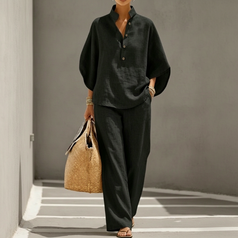 💃 50% SPAREN 📢 Damen Fashion Set 🔥 Stehkragen + Wide-Leg Hose – stilvoll, hochwertig & alltagstauglich ✨