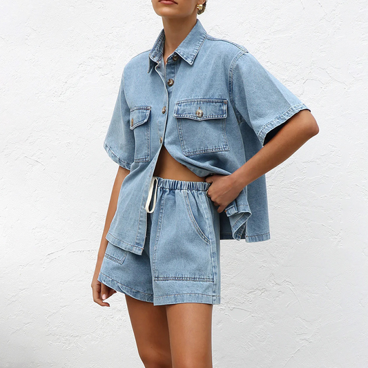 Set aus Damen-Top mit V-Ausschnitt und weit geschnittener Hose 🌿 Lockere Passform & fließende Silhouette – bequem genug für zu Hause, stilvoll für unterwegs ✨