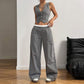 Gestreiftes Damen-Zweiteiler-Set: Top ohne Ärmel & Weite Hose