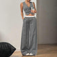 Gestreiftes Damen-Zweiteiler-Set: Top ohne Ärmel & Weite Hose
