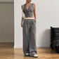 Gestreiftes Damen-Zweiteiler-Set: Top ohne Ärmel & Weite Hose