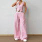 Gestreiftes Damen-Zweiteiler-Set: Top ohne Ärmel & Weite Hose