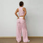 Gestreiftes Damen-Zweiteiler-Set: Top ohne Ärmel & Weite Hose