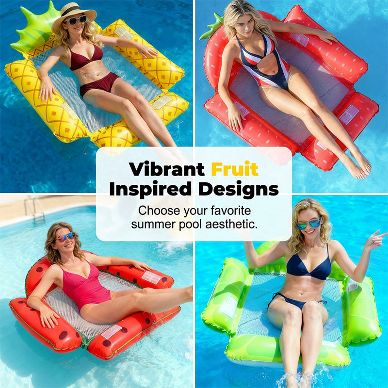 🏄‍♀️50 % Rabatt + 2er-Sparvorteil -✨Aufblasbare Pool-Hängematte mit Sommerfest- und Obstmotiven