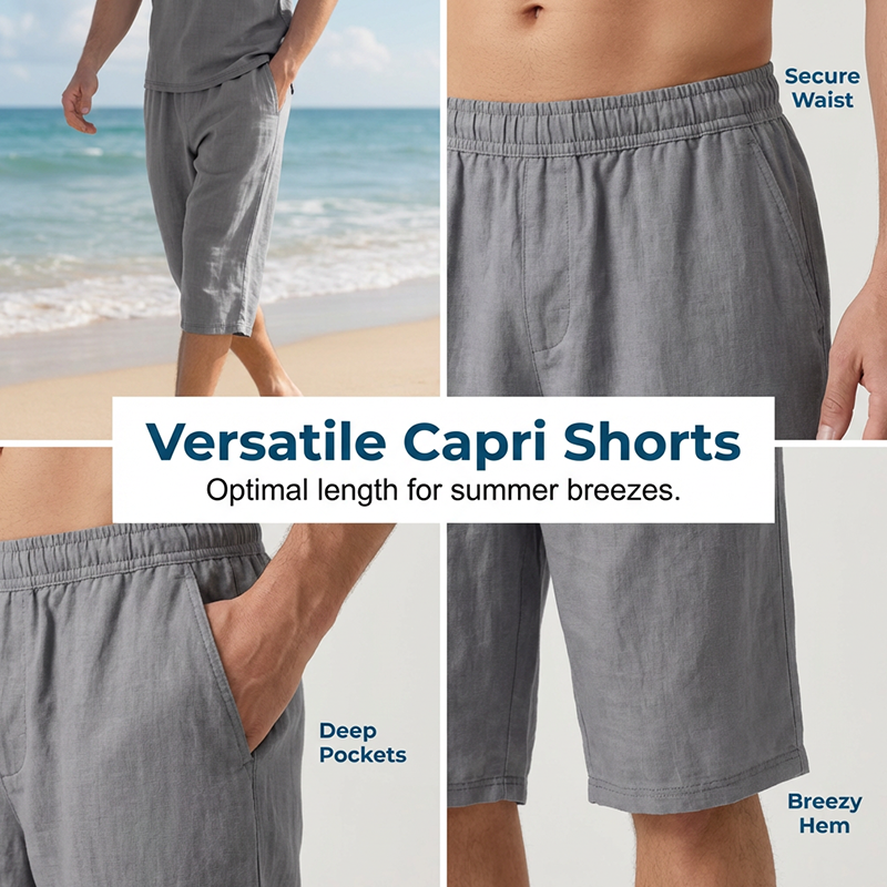 Herren-Leinenhemd-und-Freizeithose-Set