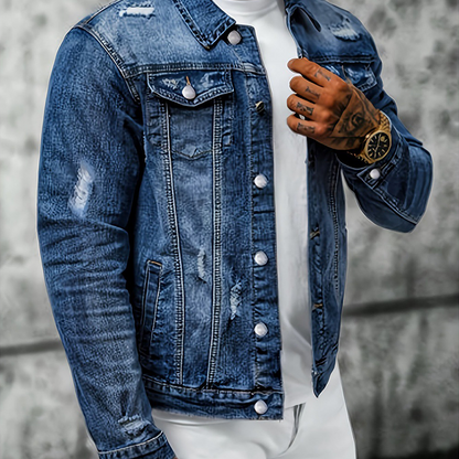 👕🔥 Herren-Freizeit-Denimjacke im Used-Look mit Vintage-Wäsche – 50% RABATT! Lässig, robust & perfekt für Frühling, Herbst oder kühle Sommerabende 🍂