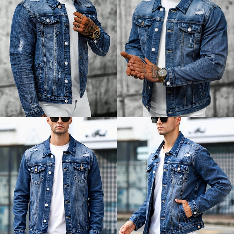 👕🔥 Herren-Freizeit-Denimjacke im Used-Look mit Vintage-Wäsche – 50% RABATT! Lässig, robust & perfekt für Frühling, Herbst oder kühle Sommerabende 🍂