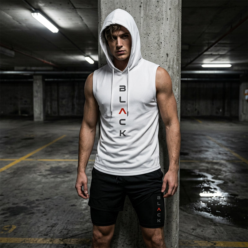 ⌛ Nur noch 1 Woche – 50 % auf alles⏰Herren Sport-Set – ärmelloses Hoodie & Shorts – atmungsaktiv, schnelltrocknend & bequem 🏃‍♂️💪