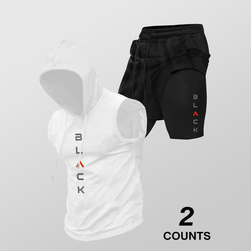 ⌛ Nur noch 1 Woche – 50 % auf alles⏰Herren Sport-Set – ärmelloses Hoodie & Shorts – atmungsaktiv, schnelltrocknend & bequem 🏃‍♂️💪
