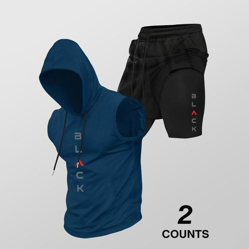 ⌛ Nur noch 1 Woche – 50 % auf alles⏰Herren Sport-Set – ärmelloses Hoodie & Shorts – atmungsaktiv, schnelltrocknend & bequem 🏃‍♂️💪