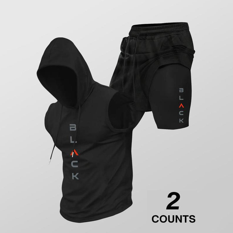 ⌛ Nur noch 1 Woche – 50 % auf alles⏰Herren Sport-Set – ärmelloses Hoodie & Shorts – atmungsaktiv, schnelltrocknend & bequem 🏃‍♂️💪