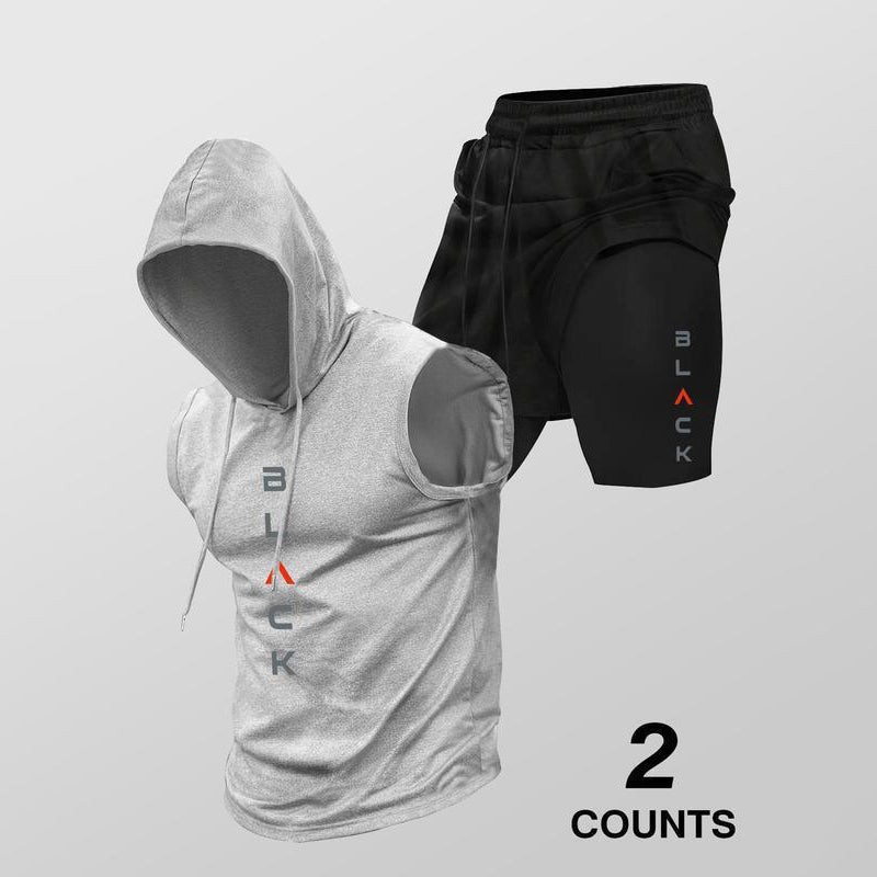 ⌛ Nur noch 1 Woche – 50 % auf alles⏰Herren Sport-Set – ärmelloses Hoodie & Shorts – atmungsaktiv, schnelltrocknend & bequem 🏃‍♂️💪