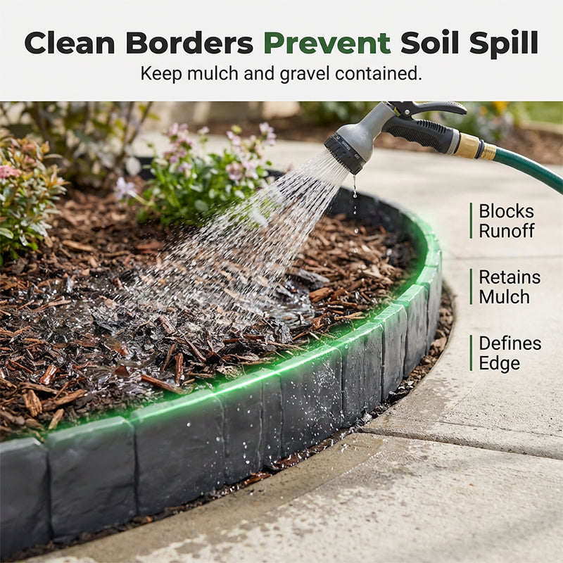 Gartenborder Set Kopfsteinoptik 5m☀️ Wetterfestes PP-Kunststoff, kein Graben & kein Werkzeug – ideal für Beete & Wege 🌿