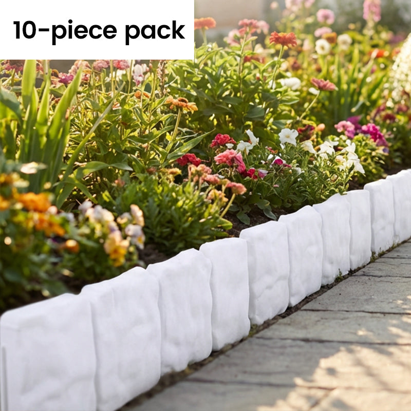 Gartenborder Set Kopfsteinoptik 5m☀️ Wetterfestes PP-Kunststoff, kein Graben & kein Werkzeug – ideal für Beete & Wege 🌿