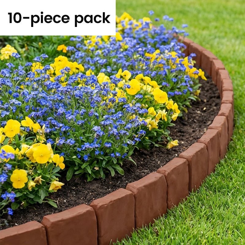Gartenborder Set Kopfsteinoptik 5m☀️ Wetterfestes PP-Kunststoff, kein Graben & kein Werkzeug – ideal für Beete & Wege 🌿