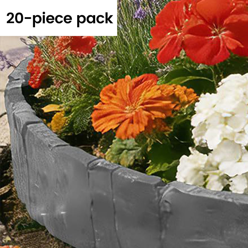 Gartenborder Set Kopfsteinoptik 5m☀️ Wetterfestes PP-Kunststoff, kein Graben & kein Werkzeug – ideal für Beete & Wege 🌿