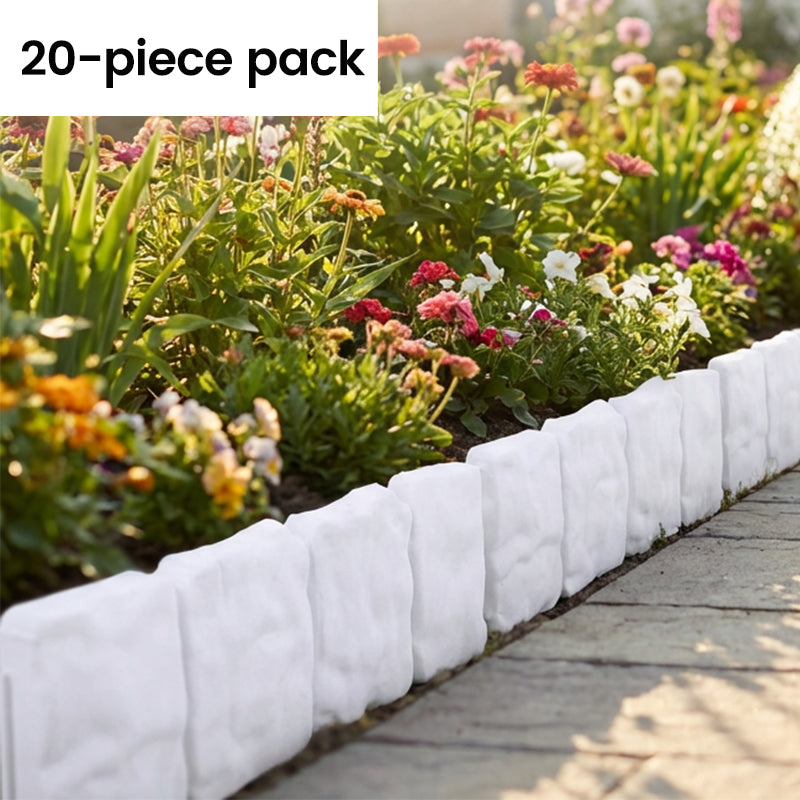 Gartenborder Set Kopfsteinoptik 5m☀️ Wetterfestes PP-Kunststoff, kein Graben & kein Werkzeug – ideal für Beete & Wege 🌿