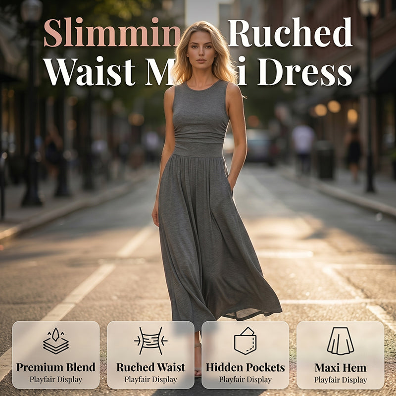👗【Neues Modell 2026✨ – 50 % Rabatt】 Elegantes Damenkleid mit geraffter Taille und Taschen – figurschmeichelnd, bequem & alltagstauglich 👜✨