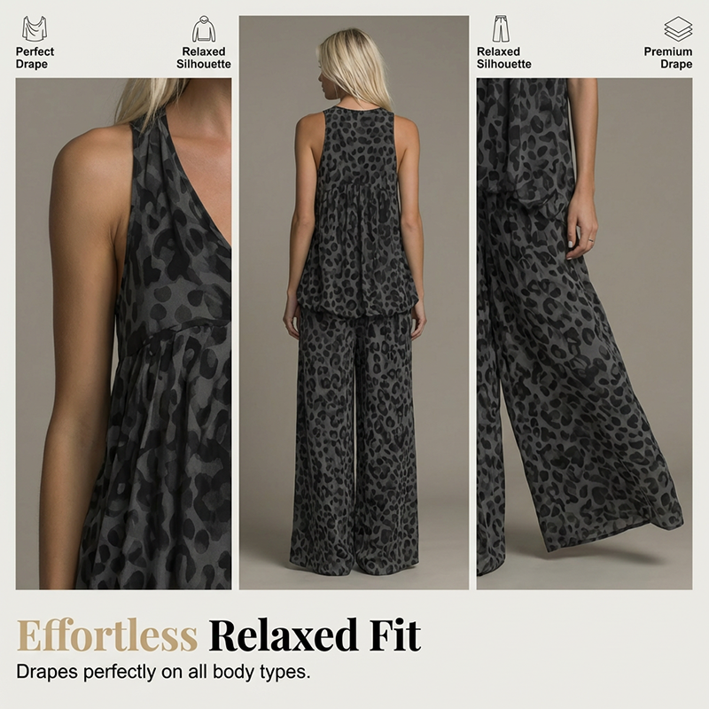 🐆 50% RABATT! 🩳 Ärmelloses Neckholder-Top & weite-Bein-Hosen-Set im Leoparden-Print – Wild, luftig & perfekt für heiße Tage und Partynächte ✨