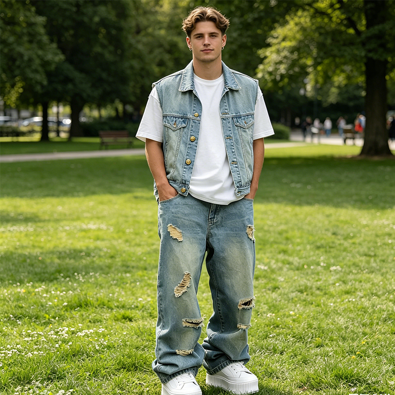 👖✨ 50% RABATT! Herren-Jeans mit geradem Bein, Oversize-Passform und Ripped-Effekt – Lässig, urban & perfekt für den Streetstyle-Look 🏙️