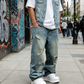 👖✨ 50% RABATT! Herren-Jeans mit geradem Bein, Oversize-Passform und Ripped-Effekt – Lässig, urban & perfekt für den Streetstyle-Look 🏙️