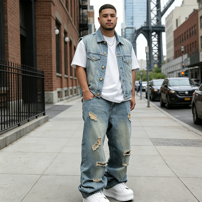👖✨ 50% RABATT! Herren-Jeans mit geradem Bein, Oversize-Passform und Ripped-Effekt – Lässig, urban & perfekt für den Streetstyle-Look 🏙️
