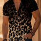 ✨Sommer-Sonderangebot 50% RABATT!❤️‍🔥Herren Kurzarmhemd Leopardenmuster Knopfleiste Schwarz Polyester Sommershirt