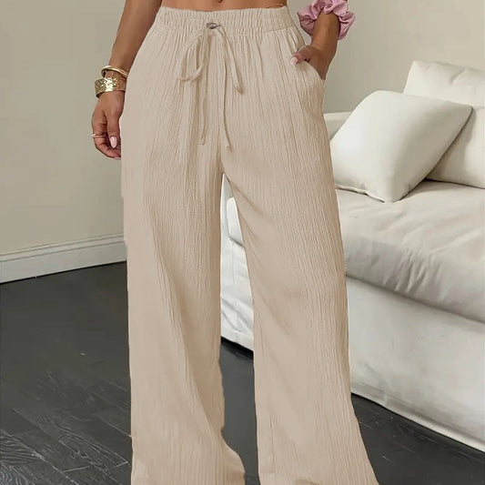 👖✨ 50% RABATT! Damen weite Hose mit Knittereffekt – Einfarbig, luftig & bequem für einen lässig-stilvollen Look 🌬️
