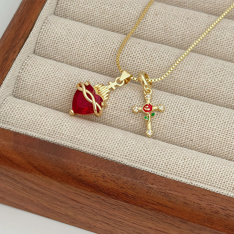 ✝️50 % RABATT✨ Gold Faith Doppelanhänger | Verstellbare Kette · Exquisite Handwerkskunst · Heilige Eleganz · Ein bedeutungsvolles Geschenk