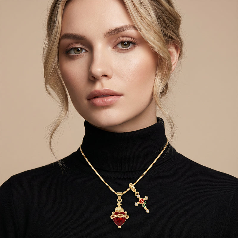 ✝️50 % RABATT✨ Gold Faith Doppelanhänger | Verstellbare Kette · Exquisite Handwerkskunst · Heilige Eleganz · Ein bedeutungsvolles Geschenk