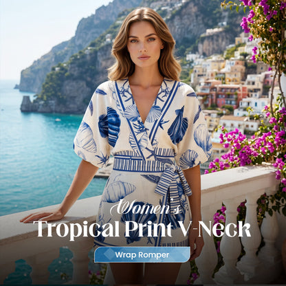 👗 50% RABATT! 🏝️ Schmeichelhafter V-Ausschnitt Playsuit im exotischen Tropenprint – Leicht, luftig & dein unverzichtbares Sommer-Urlaubsoutfit – perfekt für Strand, Pool und heiße Tage 🌸
