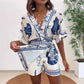 👗 50% RABATT! 🏝️ Schmeichelhafter V-Ausschnitt Playsuit im exotischen Tropenprint – Leicht, luftig & dein unverzichtbares Sommer-Urlaubsoutfit – perfekt für Strand, Pool und heiße Tage 🌸