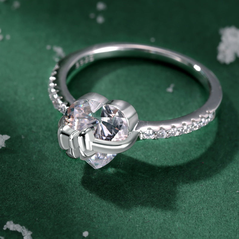 💍Funkelnder Silberring mit Herz-Schleife – feminin elegant als romantisches Geschenk🎀