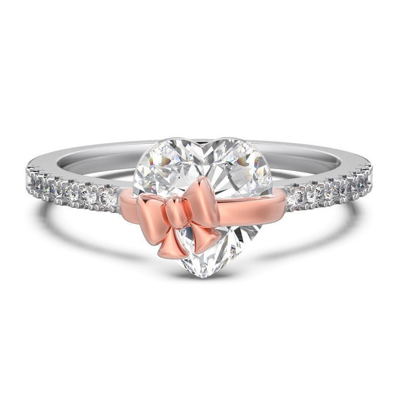 💍Funkelnder Silberring mit Herz-Schleife – feminin elegant als romantisches Geschenk🎀
