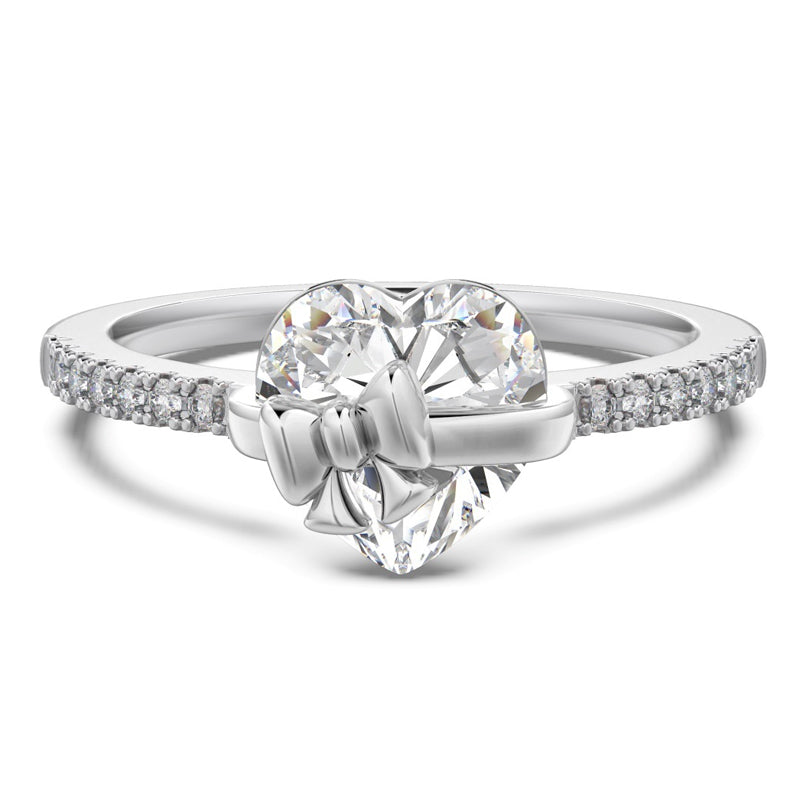 💍Funkelnder Silberring mit Herz-Schleife – feminin elegant als romantisches Geschenk🎀