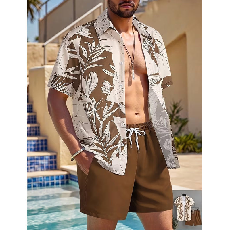 ✨Sommer-Sonderangebot 50% RABATT!🌴2-teiliges Set aus Hawaiihemd und Shorts für Herren👕
