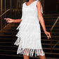 📢📢Letzter Tag – 50 % Rabatt!! ⏰Ärmelloses Flapper-Kleid für Damen mit V-Ausschnitt und Fransen✨