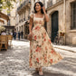 👗 LIMITIERTES ANGEBOT 50% RABATT! 🌸 Elegantes Blumenprint-Maxi-Kleid mit Volantärmeln & Hochwaist – Plisseerock, Quadrat-Ausschnitt, Romantisch ✨