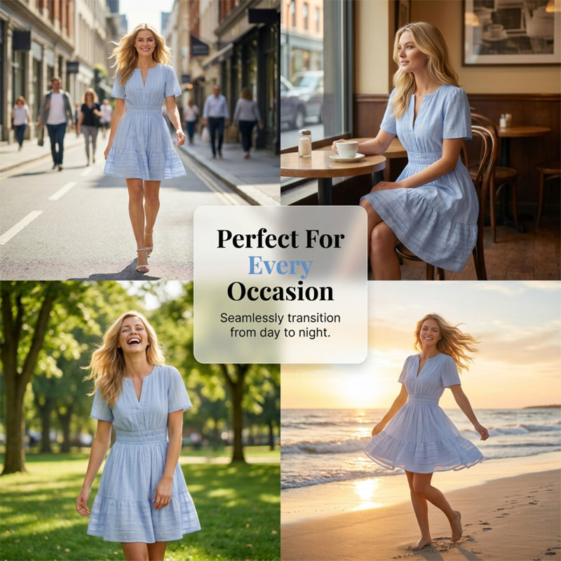 🌞 50% RABATT NUR HEUTE 👗 Damen Stufen-Minikleid – sommerlich, locker & verspielt 💫 Perfekt für Strand & Stadt